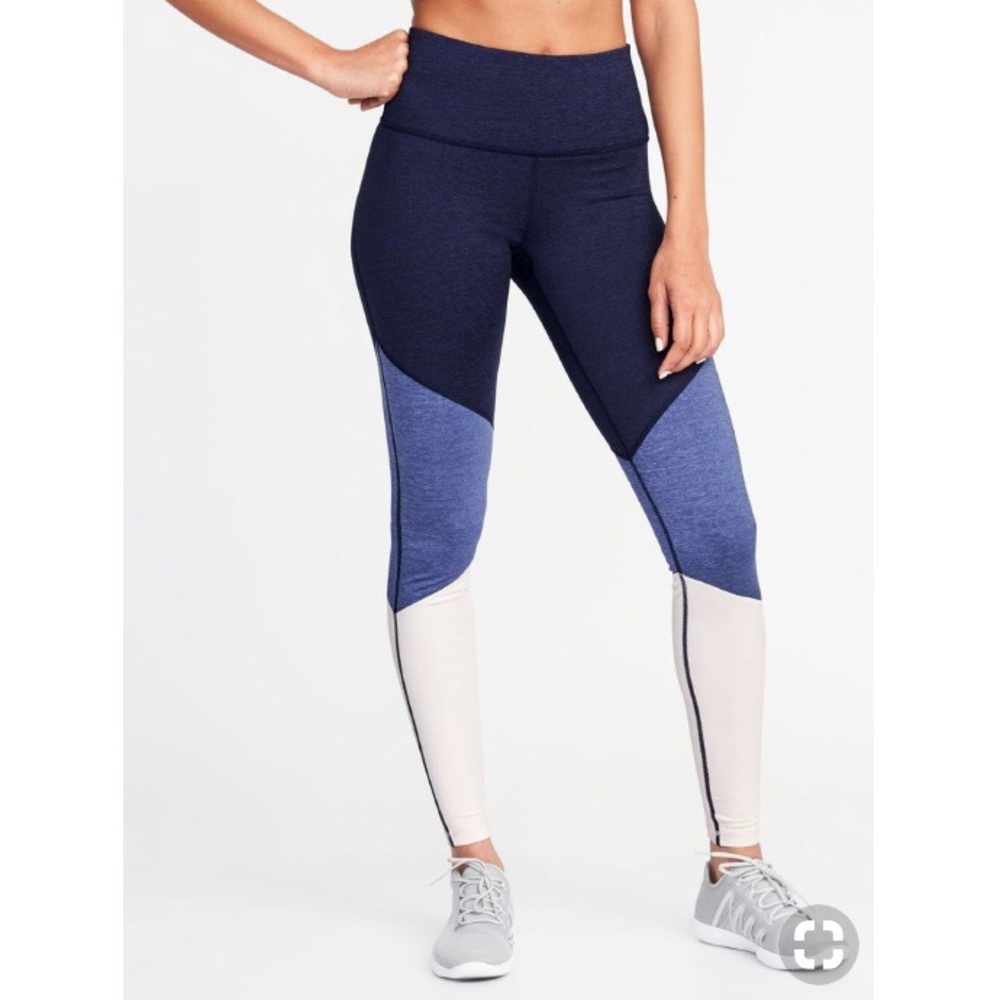 Navy, Blue, and Light Pink Athletic Leggings